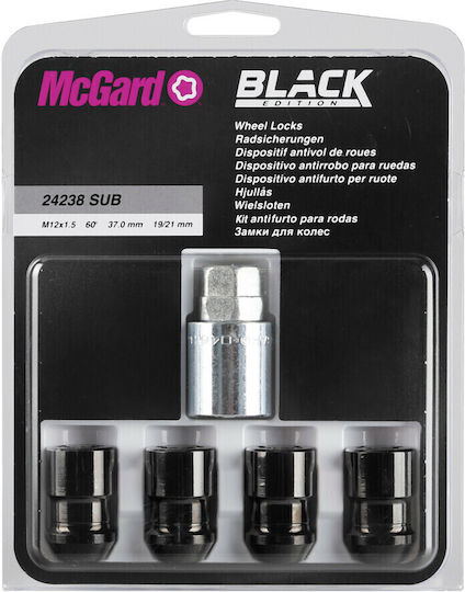 Lampa Παξιμάδια Ασφαλείας Black Edition M12x1.5mm Μήκους 37mm για Κλειδί No 19 4τμχ