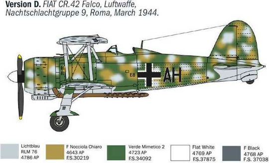 Fiat Cr.42 Cn Falco Night Fighter Model Italeri It1485s