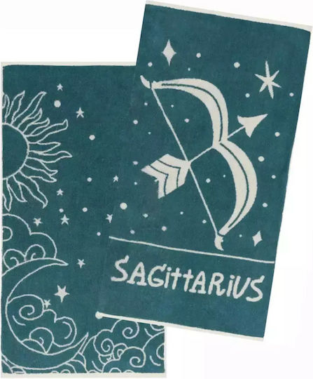 Kentia Πετσέτα Προσώπου Zodiac 50x90εκ. Sagitarius 2τμχ Βάρους 500gr/m²