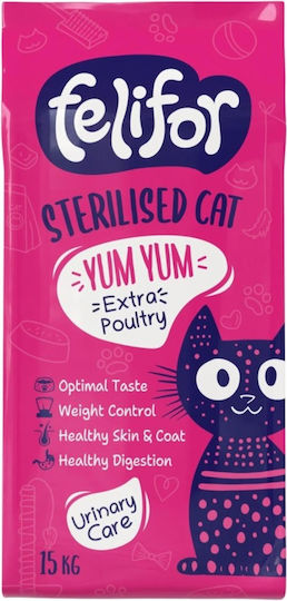 Felifor Dry Food for Sterilized Cats with Sensitive Urinary with Poultry / Meat / Vegetables 15kg
