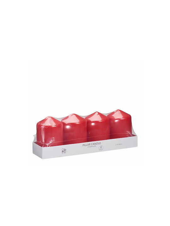 Σετ 4 Κερί Κορμος Κοκκινο 7x10cm