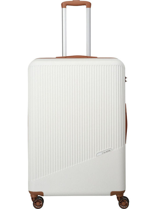 Travelite Bali Große Hartschale Reise Koffer Weiß Cognac mit 4 Räder Höhe 77cm