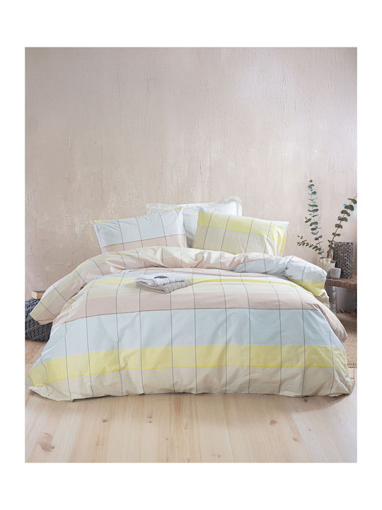 Rythmos Sheet Sets King Size 260x280cm. Colette Yellow, Light Blue 4pcs