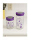 Galifas Set 2 Pieces Glass Jars for Sugar and Coffee with Lid Purple