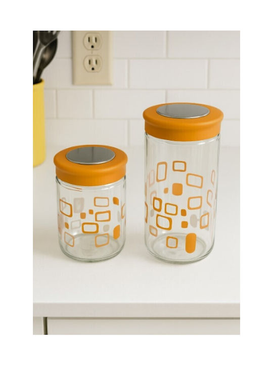 Galifas Set of 2 Glass Sugar Coffee Jars with Orange Lid