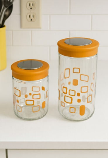 Galifas Set 2Stücke Lebensmittelgläser für Zucker / Kaffee mit Deckel Glas Orange 2Stücke