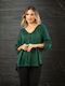 Women's Blouse Long Sleeve with V Neckline Green