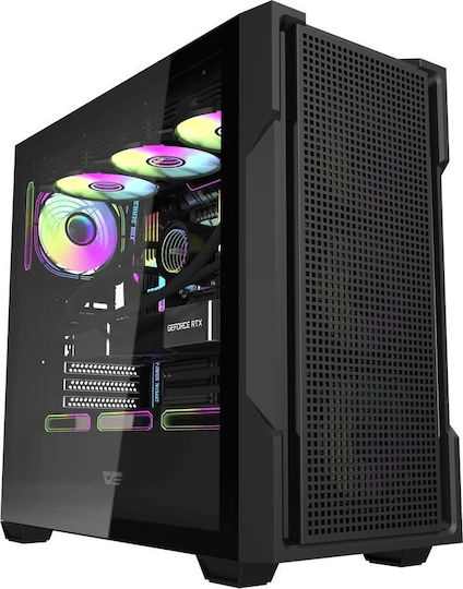 Darkflash DS900 Mesh Gaming Midi Tower Κουτί Υπολογιστή με Πλαϊνό Παράθυρο Μαύρο