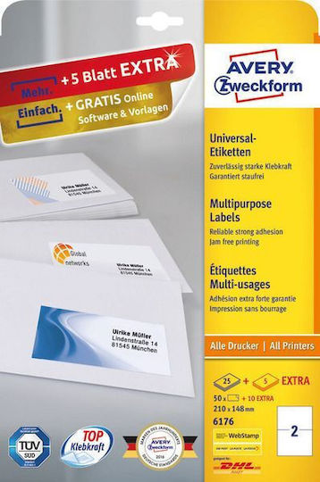 Avery Small Adhesive Labels in White Color 210x148mm
