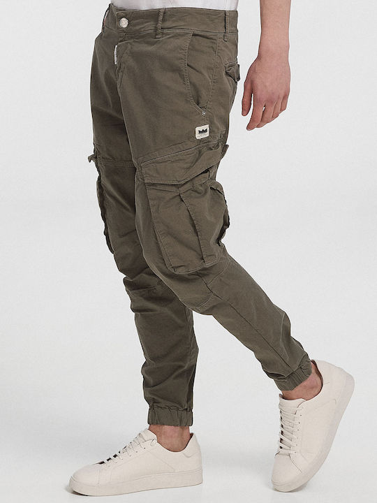 Crotone Elastic Cargo Trousers In Slim Fit Khaki