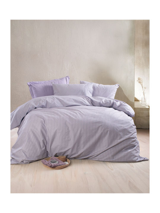 Rythmos Duvet Cover Set Cotton Single with Pillowcase 160x250 Polene Purple