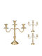 Aluminum Candle Holder 3-Candle Gold 29x10x30cm
