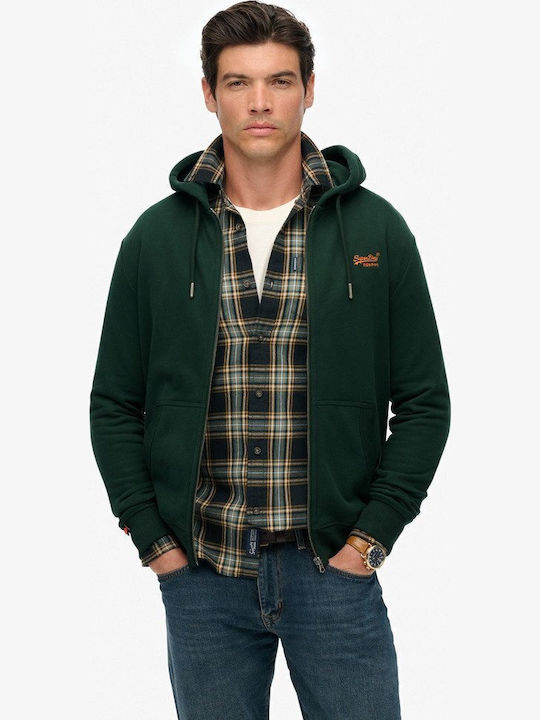 Superdry Logo Hoodie Cardigan Green