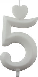 White Number 5 Birthday Candles 10 Pieces Lumea