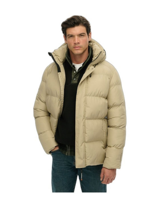 Superdry Χειμωνιάτικο Μπουφάν Puffer Twig Beige