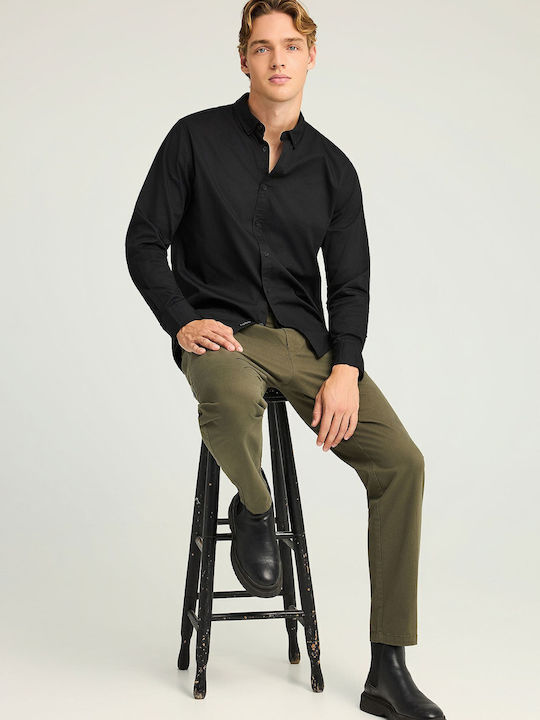 Παντελόνι Chino Ελαστικό σε Loose Εφαρμογή Dusty Olive Khaki