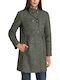 Wool Women's Khaki Peacoat with Buttons