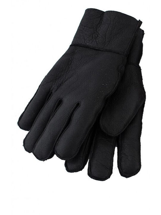Infinity Men's Leather Gloves with Fur Black