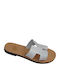 Leather Women's Flat Sandals in White Color