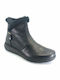 Leather Women's Ankle Boots Platform & Fur Black