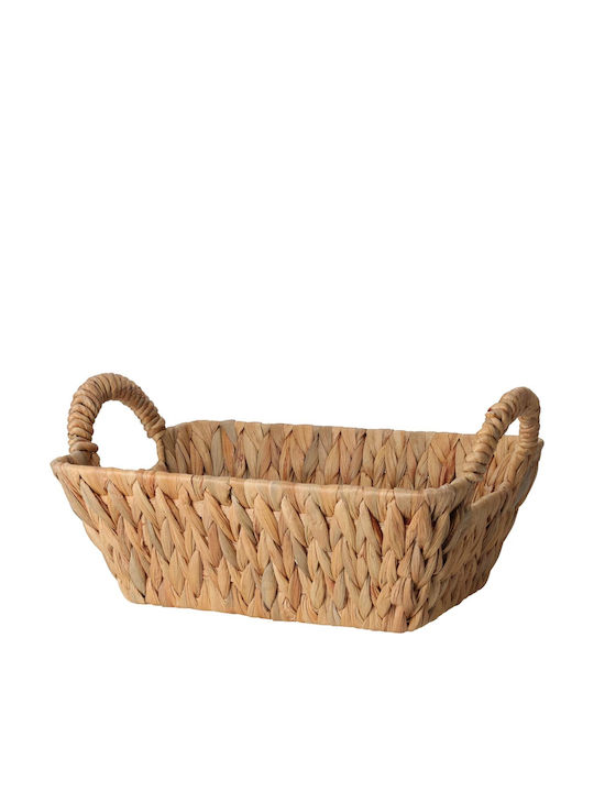 JK Home Decoration Διακοσμητικό Καλάθι Ψάθινο με Χερούλια 30x20x11εκ.