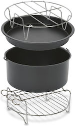 Tefal Комплект 4 Аксесоара 20 См Easy Fry Xxl Tefal Xa113010 За Фритюрници Тава За Пица Форма За Печене Грил Тава Шиш Рак Неръждаема Стомана Незалепващо Покритие Черен