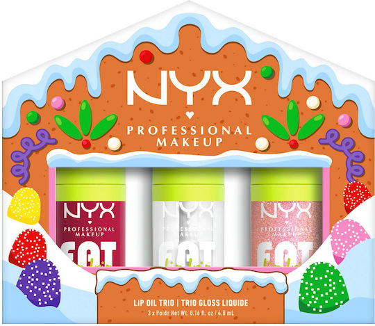 Nyx Professional Makeup Set Gingerbaddie Land Fat Oil Lip Drip Trio 3x4 8ml