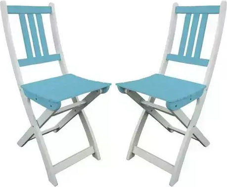 Scaun de exterior Lemn 13casa Albastru 2buc 36x50x56cm