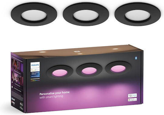 Philips Hue Smart Slim Einbauleuchte Triple Spot in Black Color
