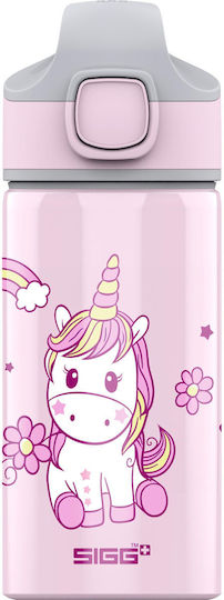 Miracle Kids Water Bottle Unicorns with Straw Non Spill Pink 400ml