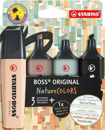 Stabilo Boss Original Μαρκαδόροι Υπογράμμισης Beige, Warm Grey, Earth Green, Black Σετ 4τμχ