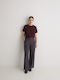Women's Fabric Trousers Regular Fit Dark Grey