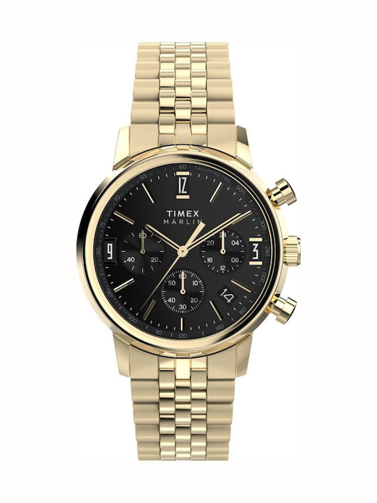 Timex Marlin Herrenuhr Chronograph Batterie mit Gold Metallarmband