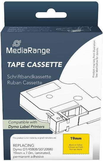 MediaRange Ταινία Ετικετογράφου 1m x 19mm σε Μαύρο Χρώμα Συμβατή με Dymo D1