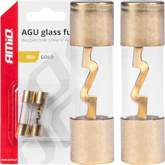 Set 2 Agu Glass Fuses Gold-plated Contacts 60a
