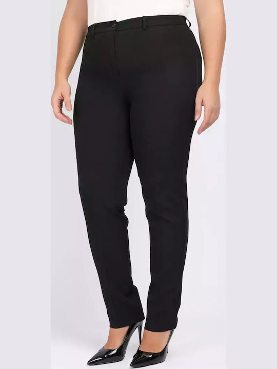 Dina Women's Fabric Trousers Regular Fit Black