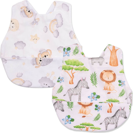Kidizi Waterproof Bib from 100% Cotton with Pocket Beige for 36 m+ 2pcs