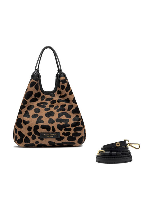 Leder Damentasche Schultertasche Schwarz