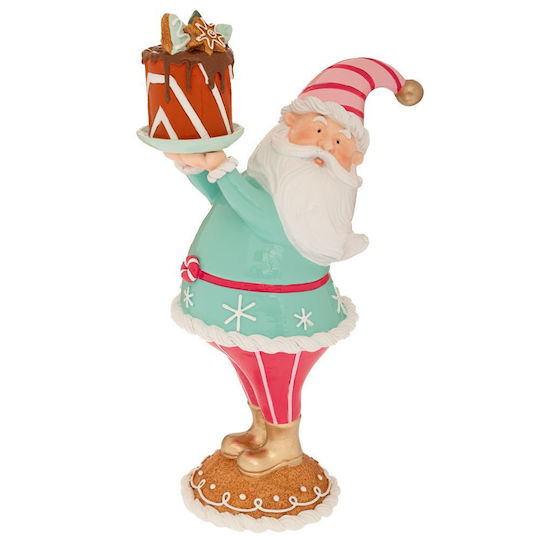 Decorativ Moș Crăciun Albastru deschisς din Plastic 34x20x13cm.