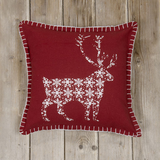 Nima Weihnachtsdekorativer Kissenbezug Quadratisch Glory Burgundisch 45x45cm