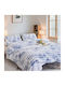 Lucktora Rabbit Duvet Cover Set 220x240cm Super King with 2 Pillowcases Light Blue