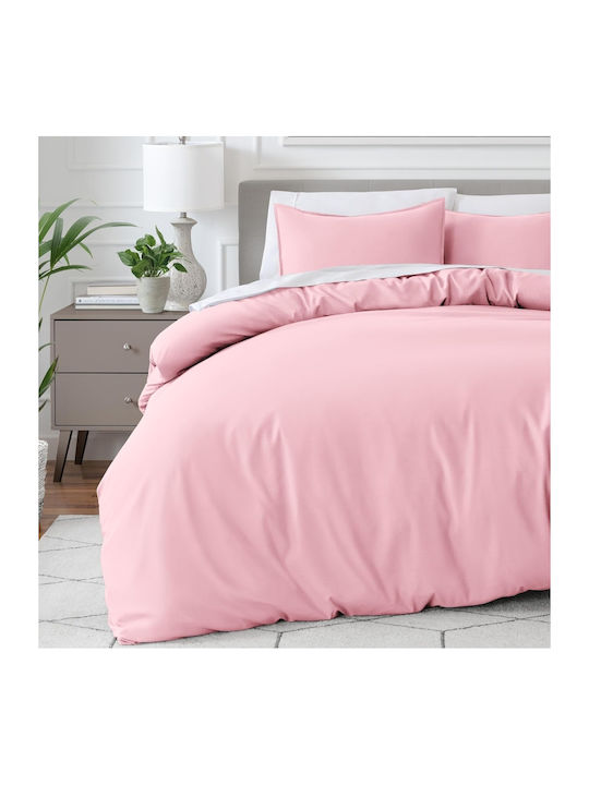 My Home Luxury Duvet Cover Set Queen with 2 Pillowcases 220x240 Pink
