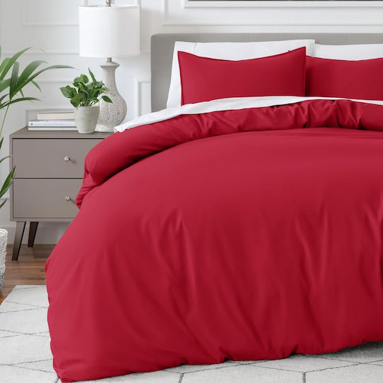 My Home Luxury Bettbezug-Set Übergröße mit 2 Kissenbezügen 220x240 Red