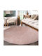 SpitiBazaar Anti-slip Rug Round Shaggy Silk Pink