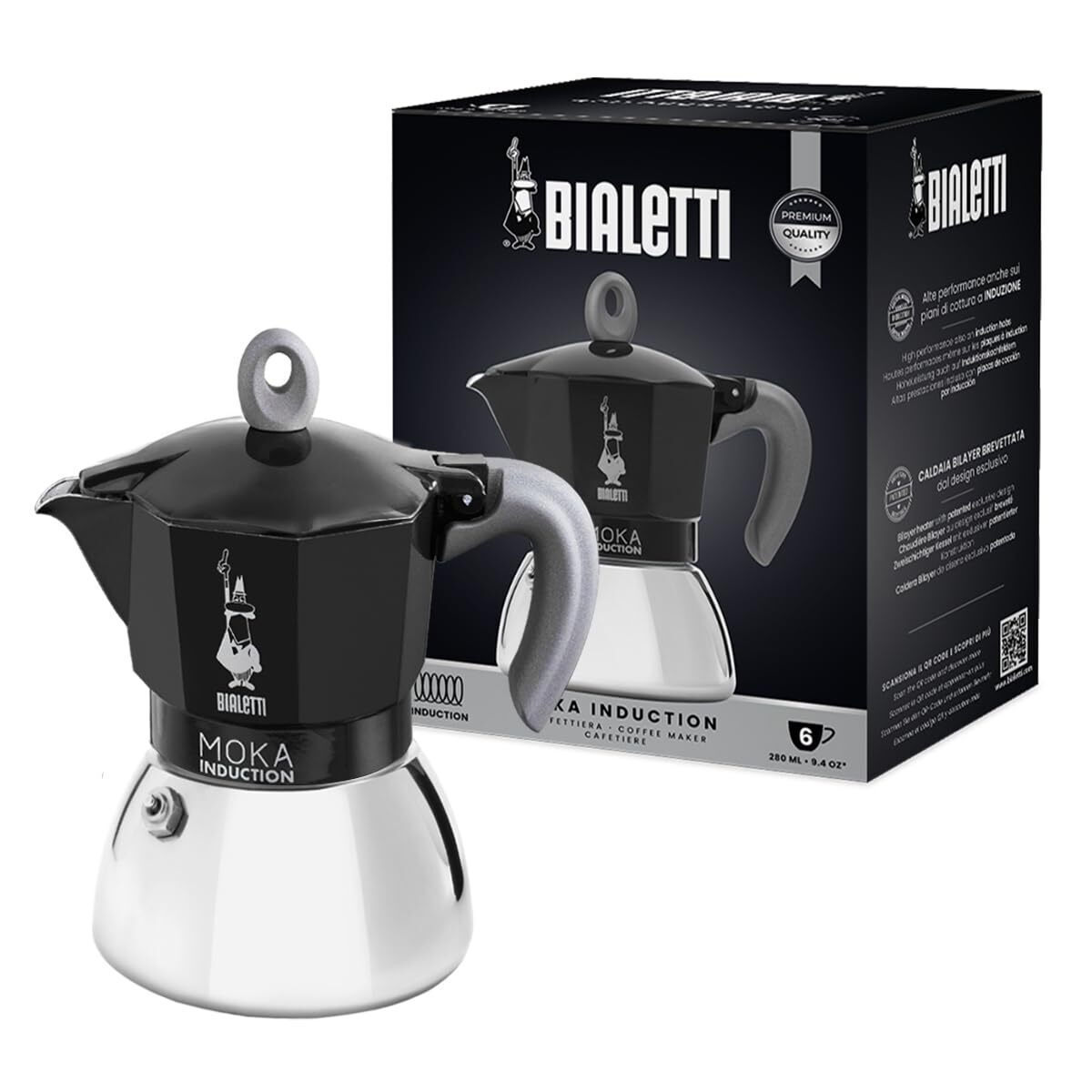 Bialetti Moka Induction Moka 0006936 Μπρίκι Espresso Μαύρο