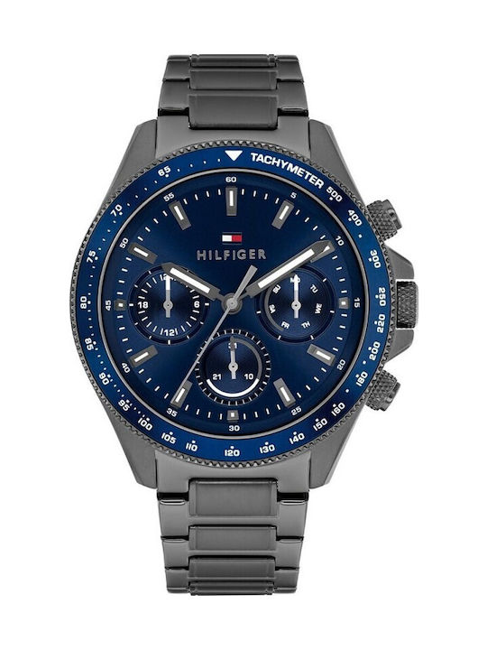 Tommy Hilfiger Ανδρικό Ρολόι Μπαταρίας με Μαύρο Μεταλλικό Μπρασελέ