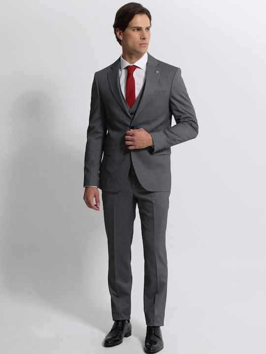 Men's Suit with Vest Gray