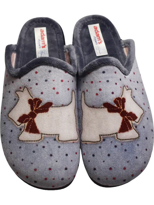 Adam's Shoes Χειμερινές Γυναικείες Παντόφλες Γκρι