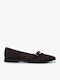 Braune Damen Ballerinas Mit Riemen Mit Metallischer Agraffe