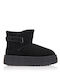 Wildleder Stiefeletten Damen mit Pelz Schwarz